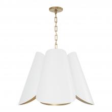 Capital 355441RE - 4Lt Modern Botanical Pendant in Matte White w/ Painted Matte Brass Interior