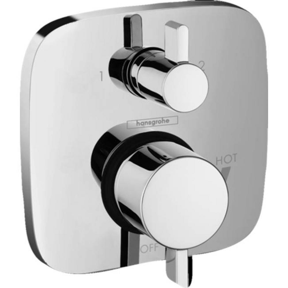 Ecostat Pressure Balance Trim Square with Diverter in Chrome