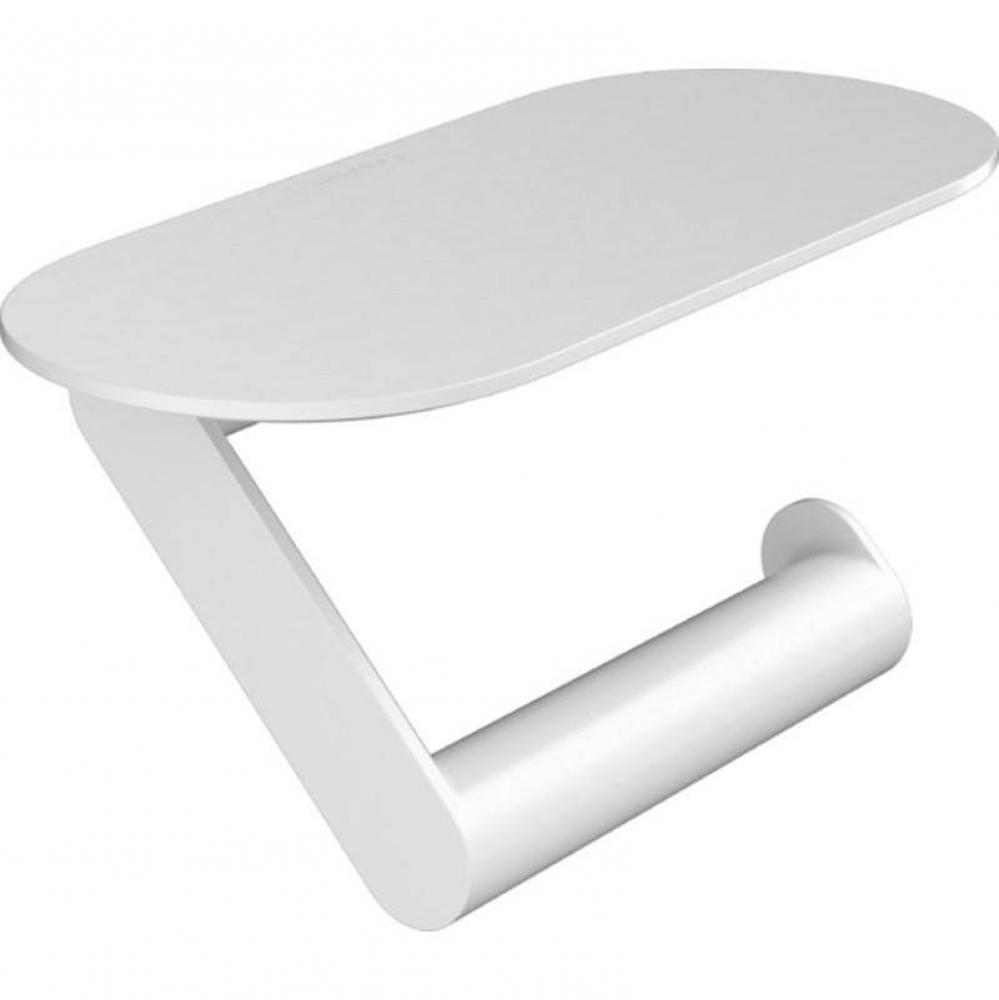 WallStoris Toilet Paper Holder with Shelf in Matte White