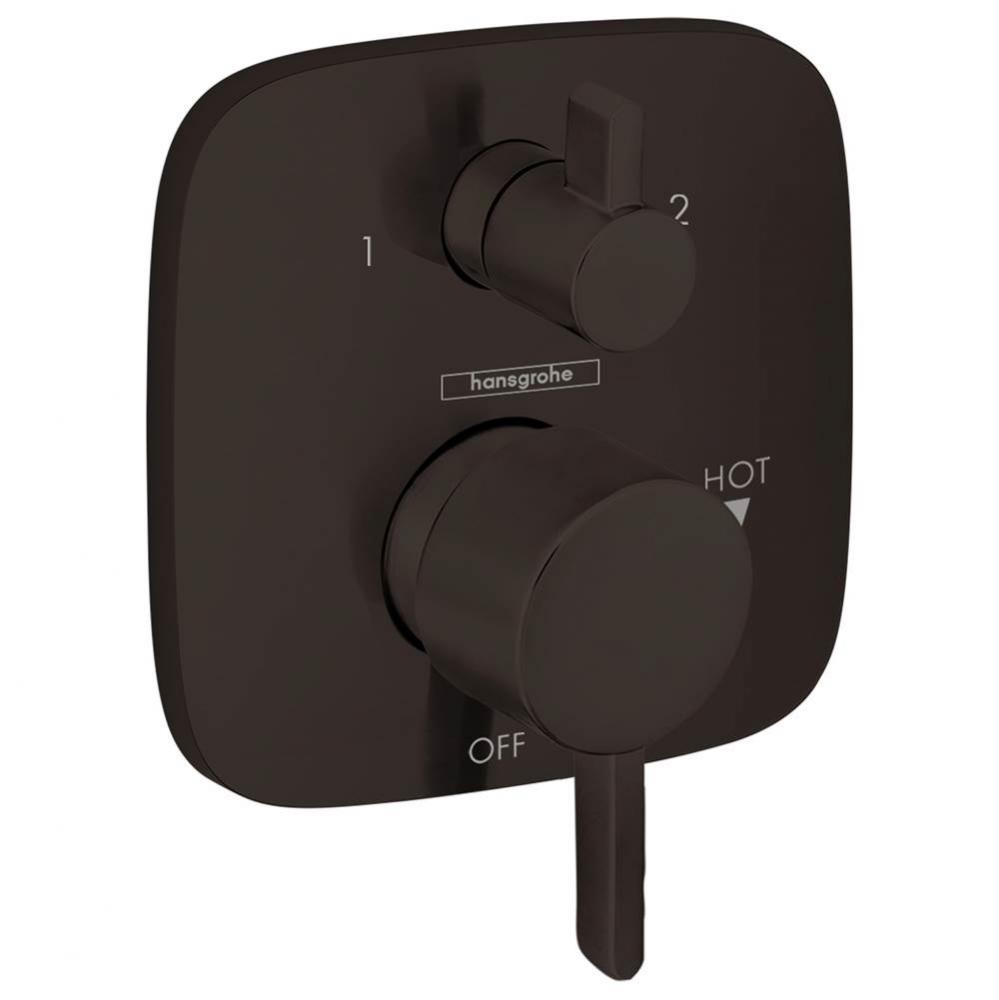 Ecostat Pressure Balance Trim Square with Diverter in Matte Black