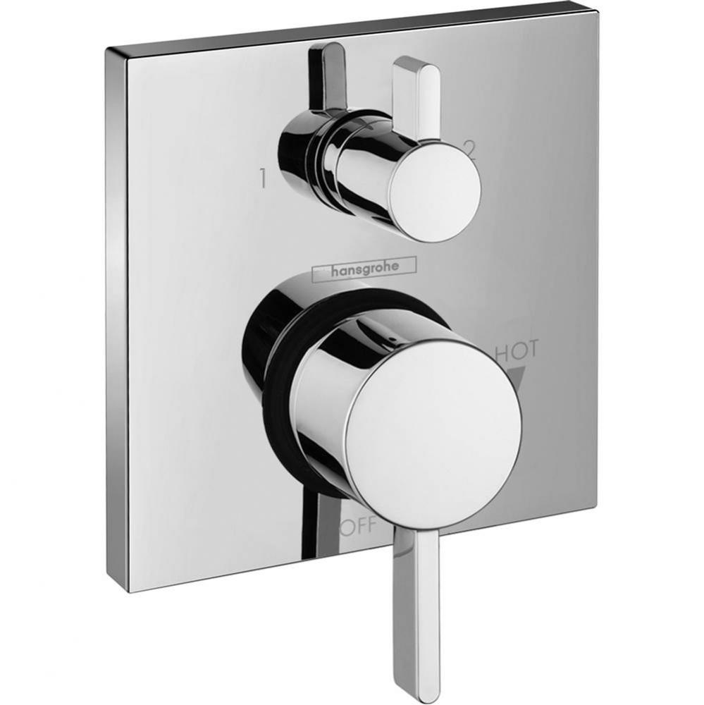 Ecostat Pressure Balance Trim Square with Diverter in Chrome