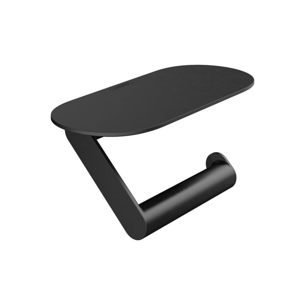 WallStoris Toilet Paper Holder with Shelf in Matte Black