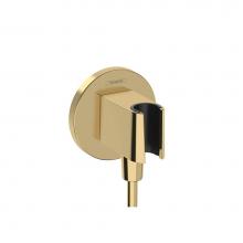 Hansgrohe 26888991 - FixFit E Wall Outlet with Handshower Holder in Polished Gold Optic