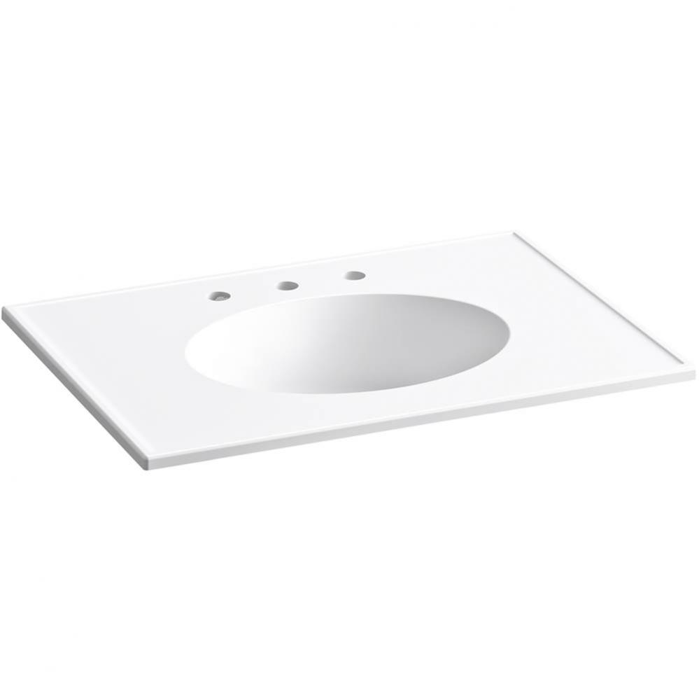 Ceramic/Impressions® 31'' oval vanity-top bathroom sink with 8'' widespre