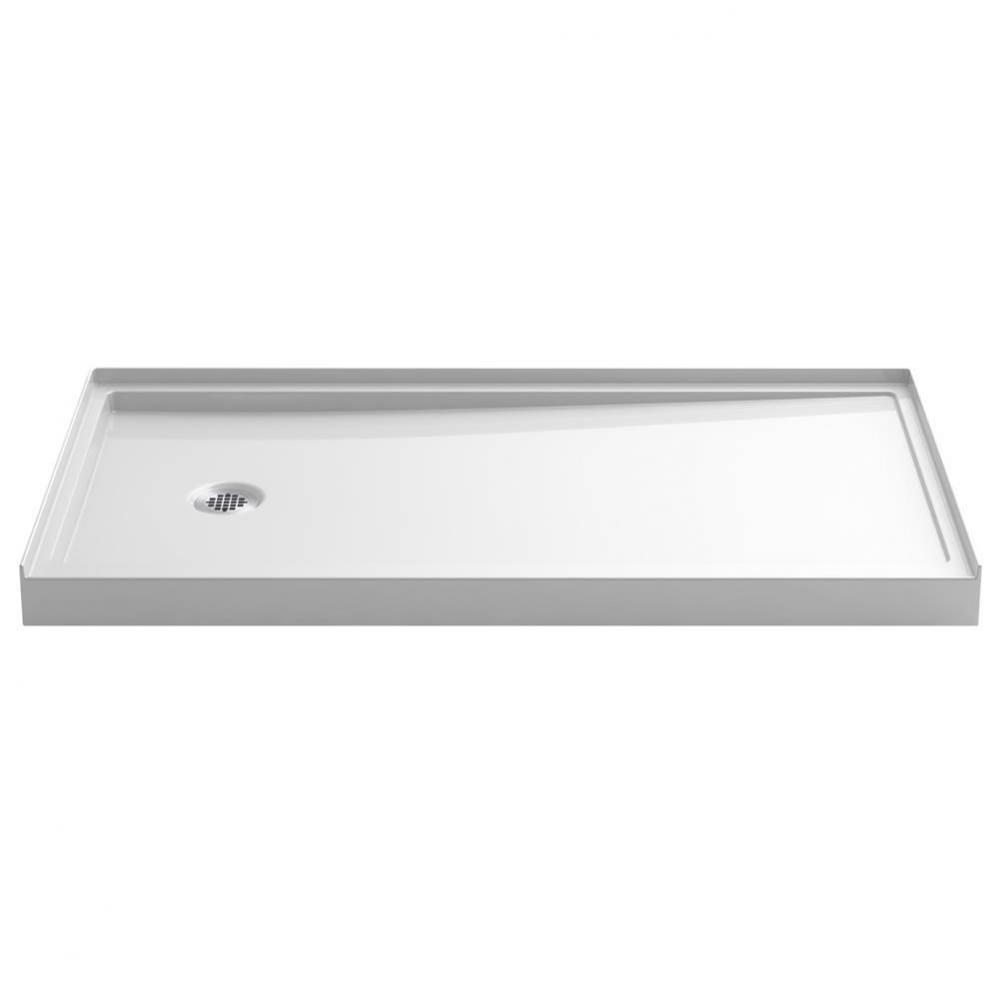 Rely® 60'' x 32'' single-threshold shower base with left-hand drain