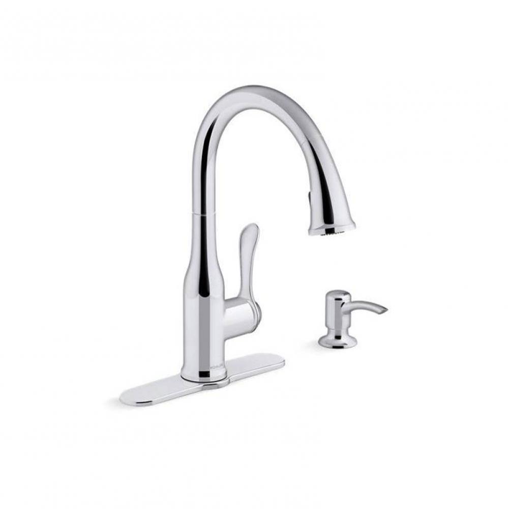 Motif® Pull-down kitchen faucet with soap/lotion dispenser