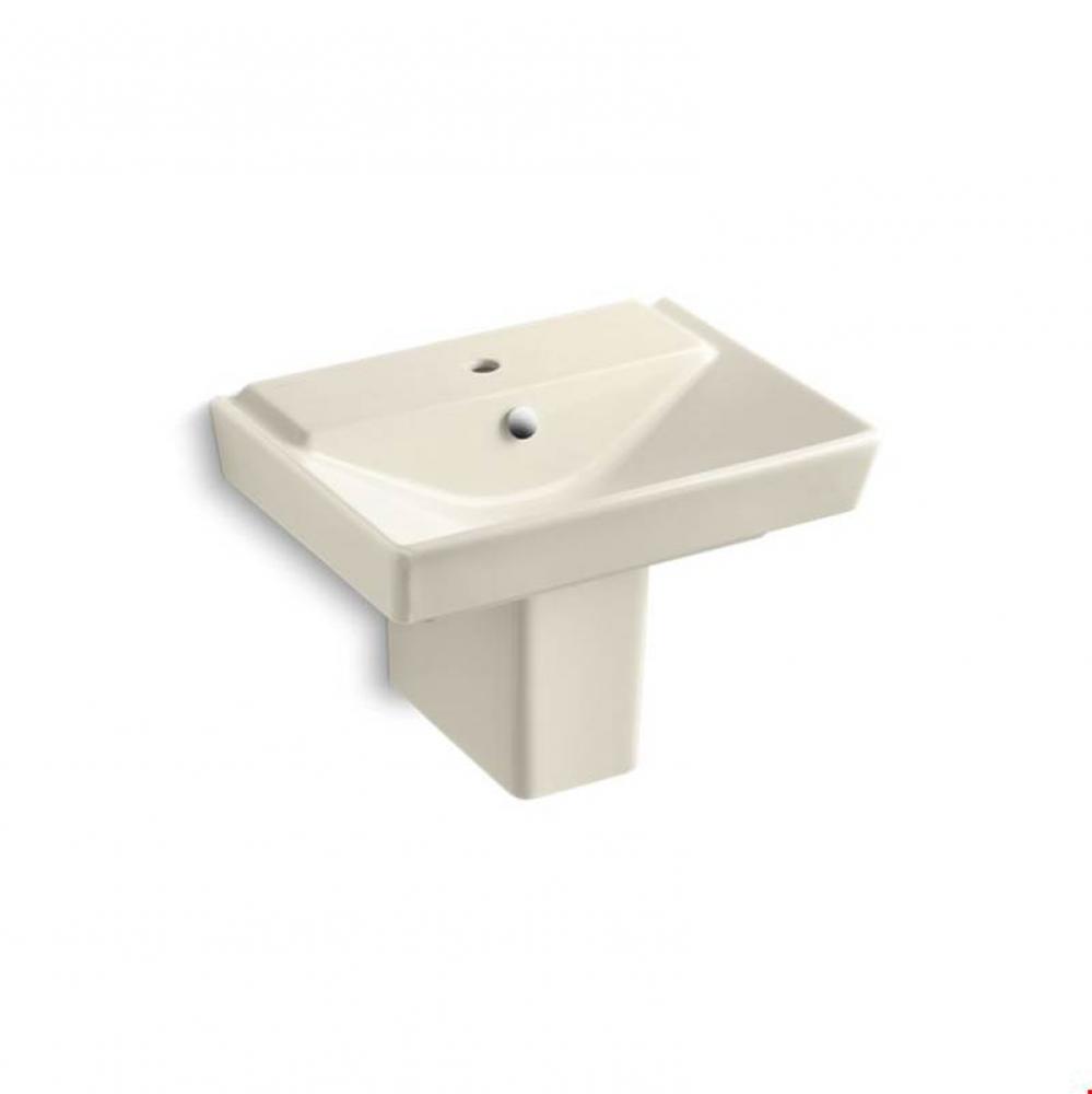 Rêve® 23'' semi-pedestal bathroom sink with single faucet hole and shroud