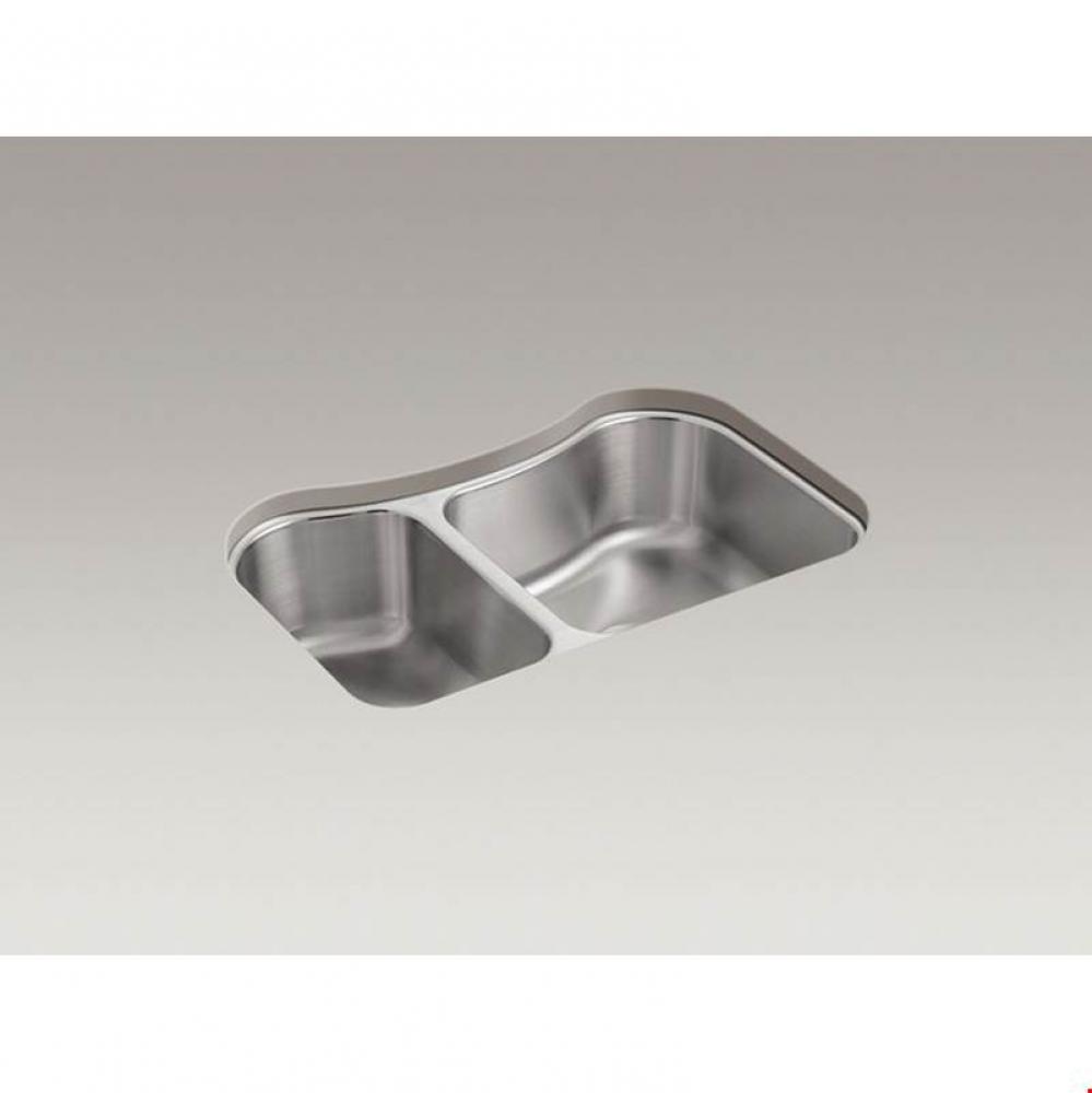 Staccato™ 31-5/8'' x 19-9/16'' x 8-3/8'' Undermount double-bowl ex