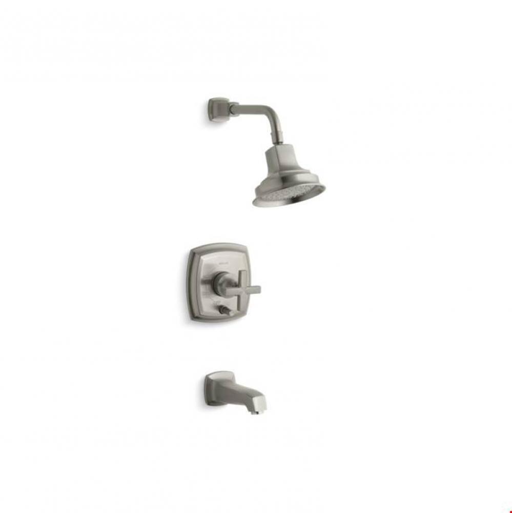 Margaux® Rite-Temp(R) pressure-balancing bath and shower faucet trim with push-button diverte