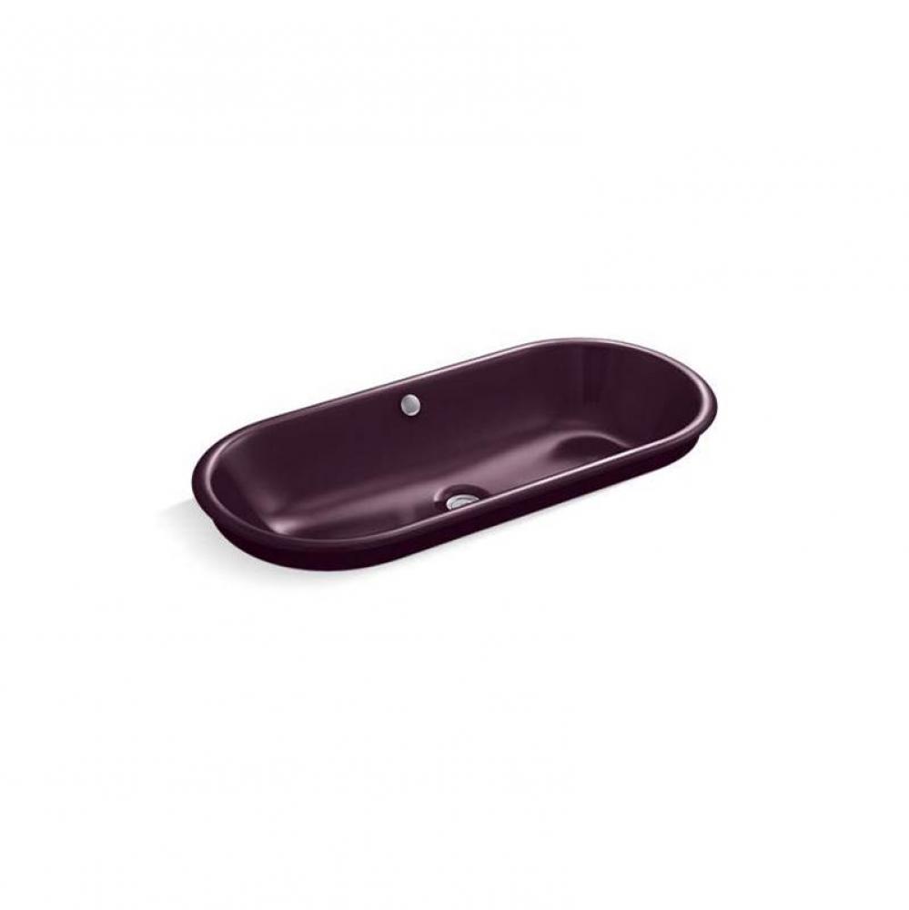 Iron Plains® Capsule Drop-in/undermount vessel bathroom sink with Black Plum painted undersid