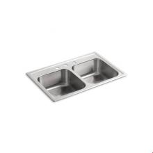 Kohler 3346-3-NA - Toccata™ 33'' x 22'' x 8-3/16'' top-mount double-equal bowl kitche