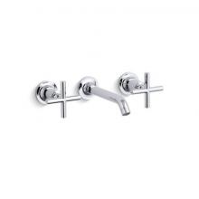 Kohler T14413-3-CP - Purist® Wall-mount bathroom sink faucet trim with Cross handles, 1.2 gpm