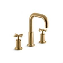 Kohler T14428-3-BGD - Purist® Deck-mount bath faucet trim for high-flow valve with cross handles, valve not include