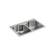 Kohler 3842-1-NA - Octave® 33'' x 22'' x 9-5/16'' Top-mount/undermount double-equa