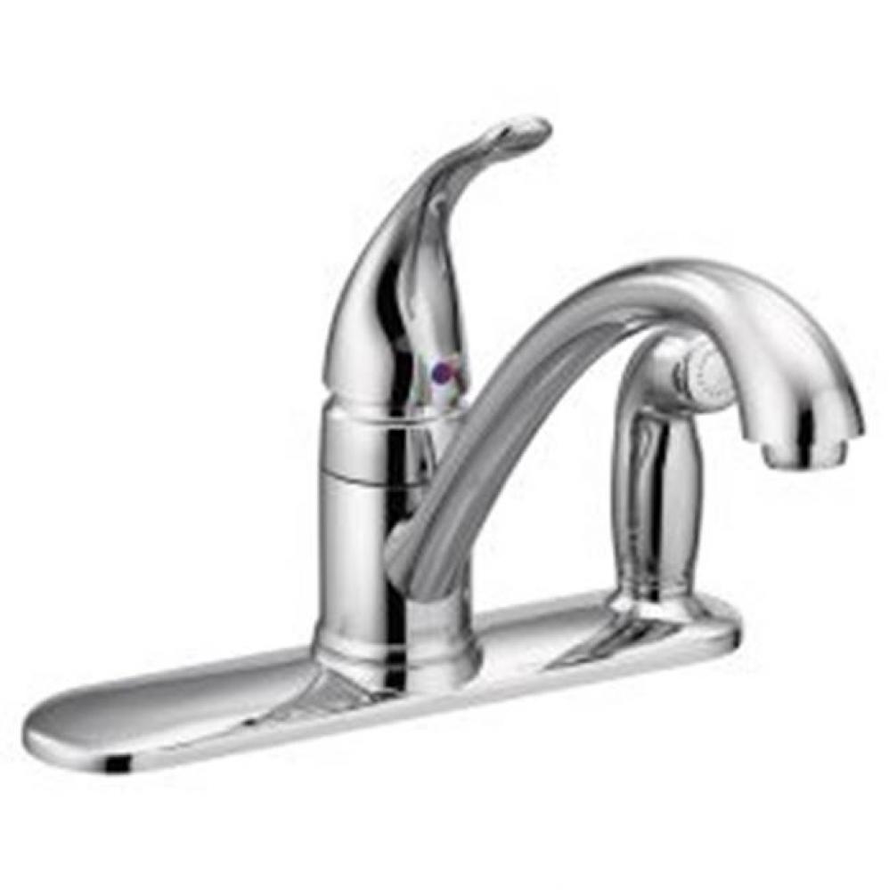 Chrome one-handle kitchen faucet