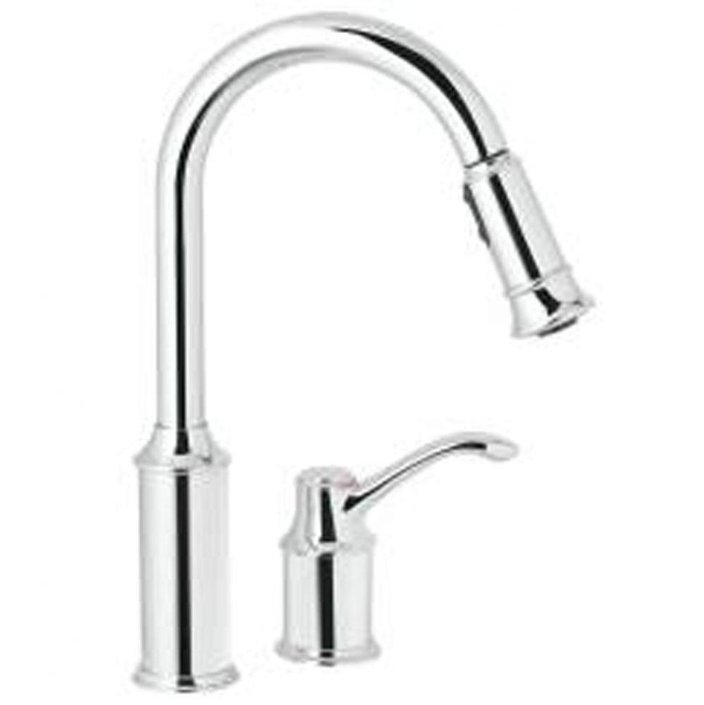 Chrome one-handle pulldown kitchen faucet