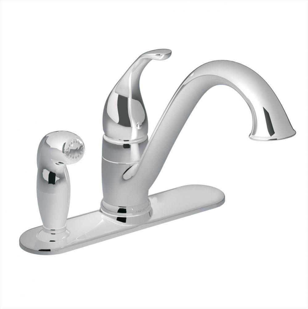 Chrome one-handle kitchen faucet