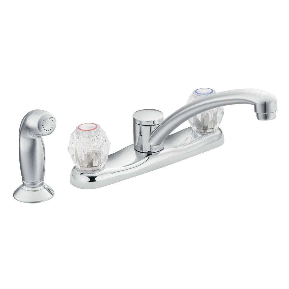 Chrome two-handle kitchen faucet