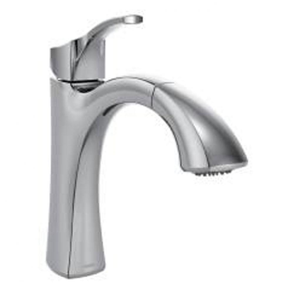 Chrome one-handle pullout kitchen faucet