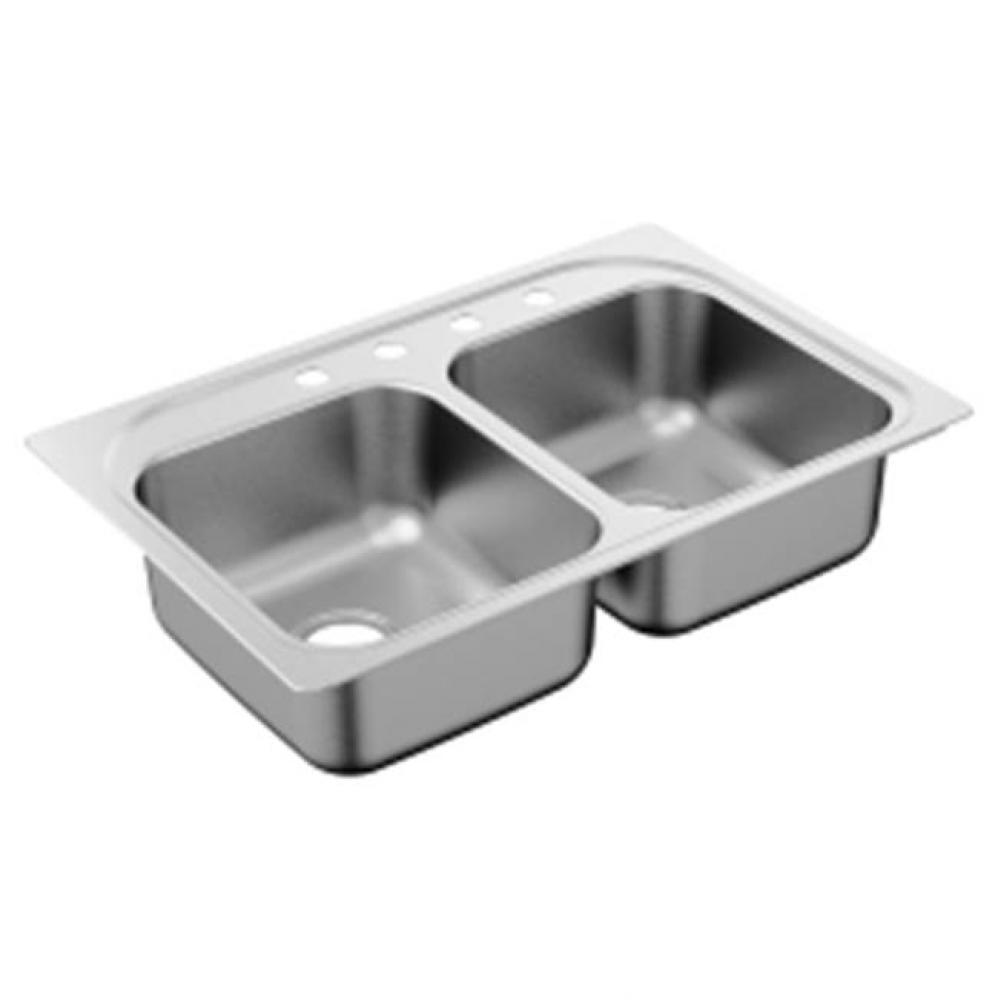 33''x22'' stainless steel 20 gauge double bowl drop in sink