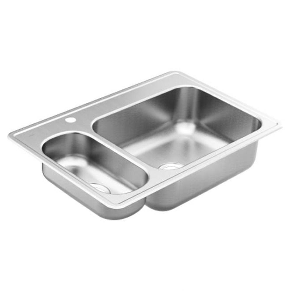 33''x22'' stainless steel 20 gauge double bowl drop in sink