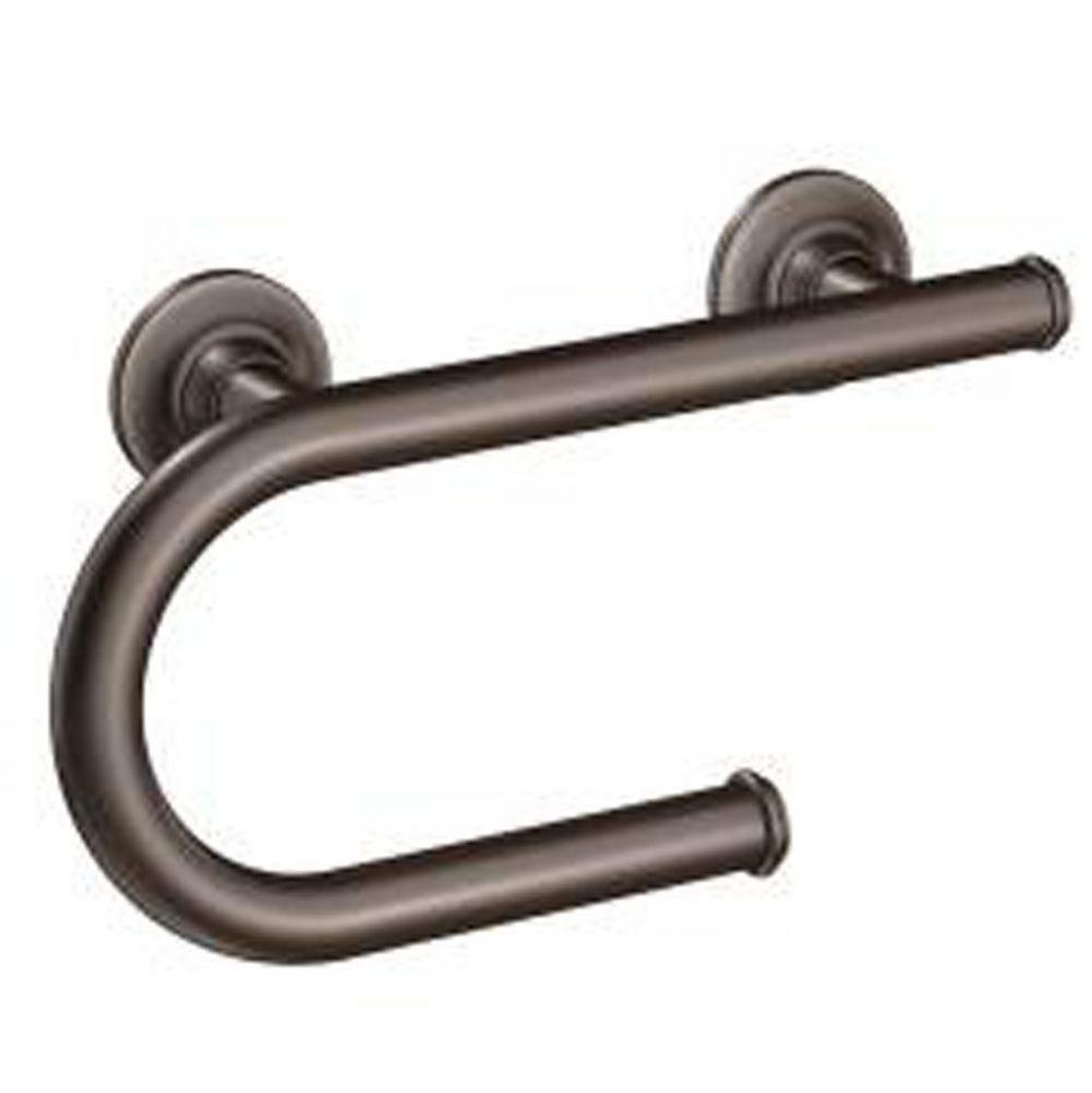 Old world bronze 8'' grab bar with paper holder