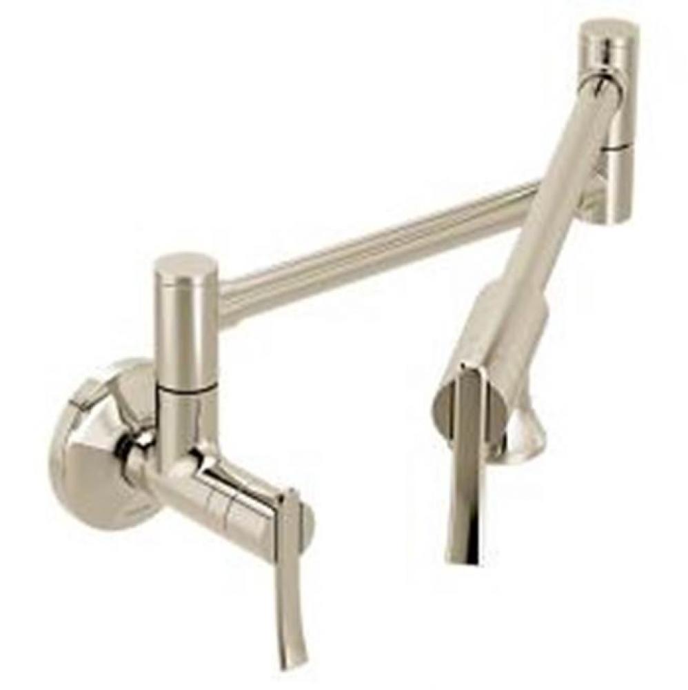 Polished nickel two-handle kitchen faucet