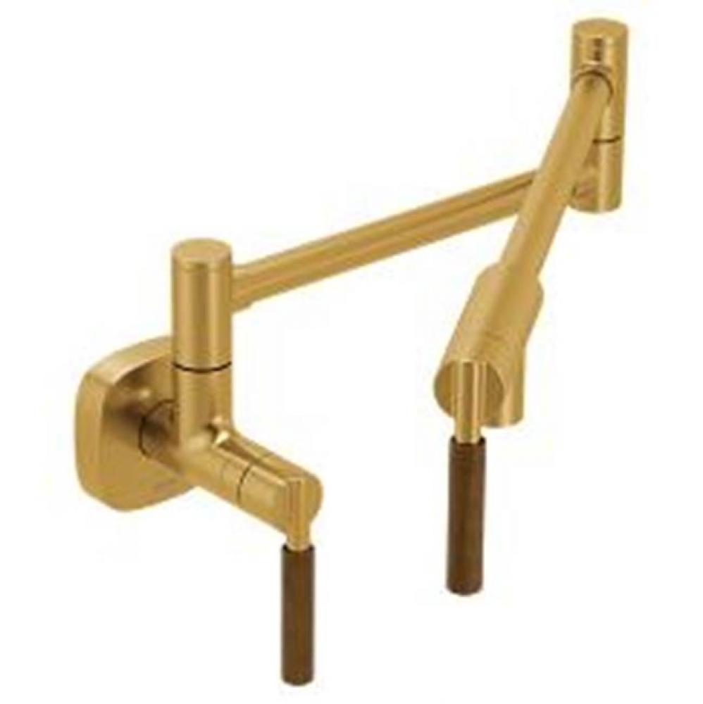 Brushed gold two-handle kitchen faucet