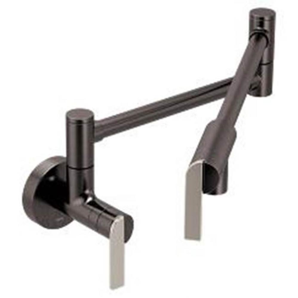 Black stainless two-handle kitchen faucet