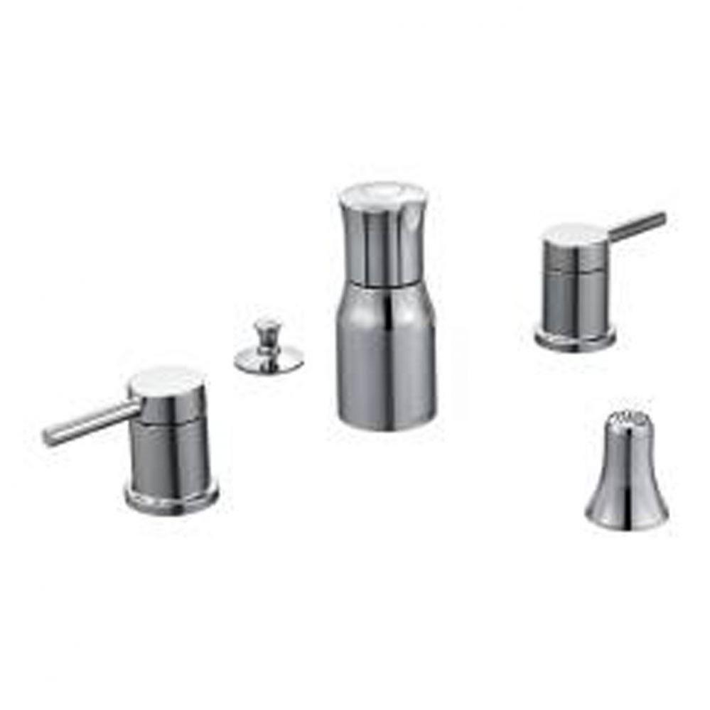 Chrome two-handle bidet faucet