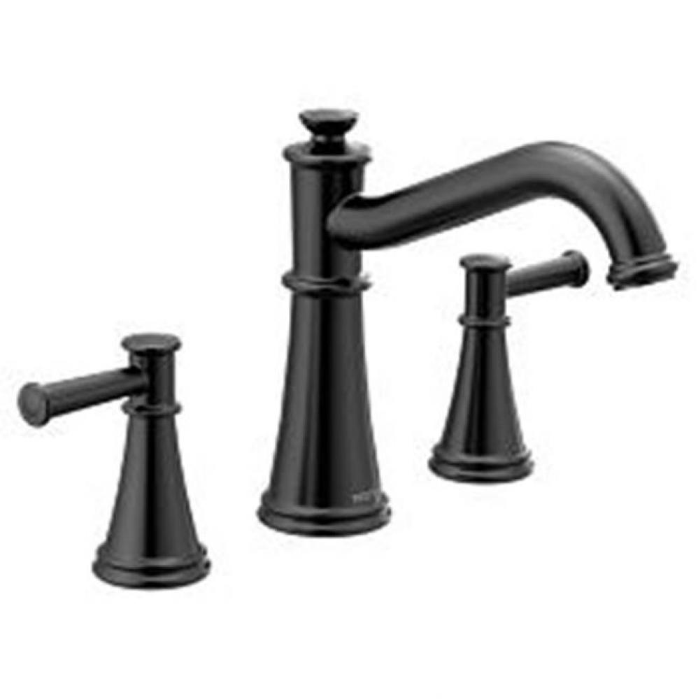 Matte black two-handle roman tub faucet