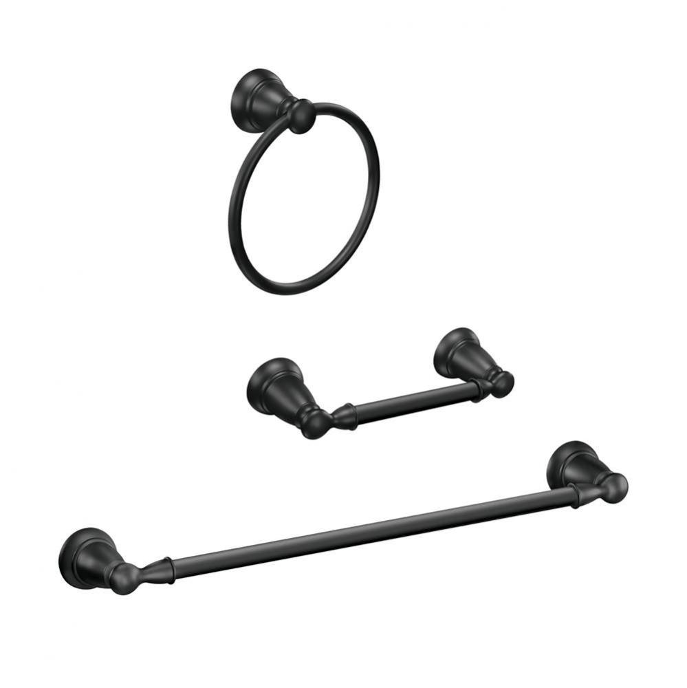 Matte Black Pivoting Paper Holder Towel Bar Towel Ring