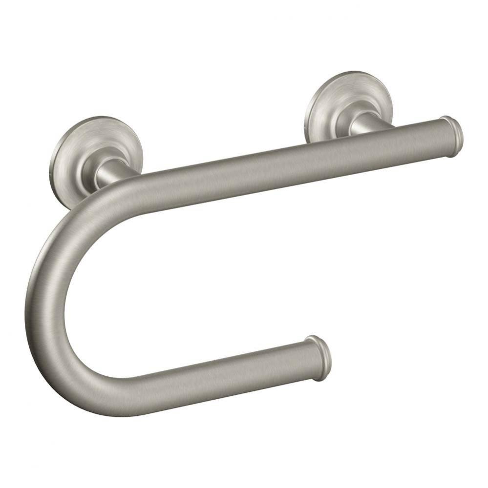 Brushed Nickel 8'' Grab Bar With Paper Holder