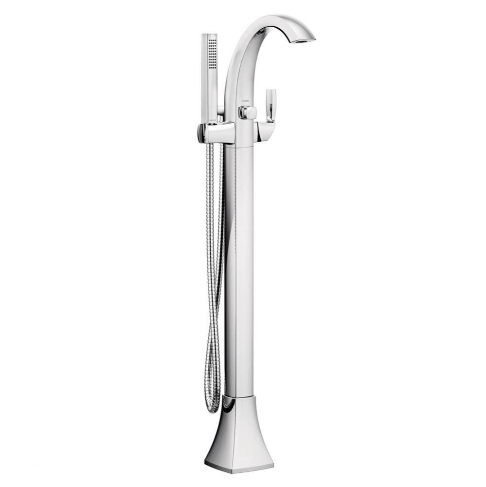 Voss One-Handle Freestanding Floor Mount Tub Filler with Handshower, Chrome