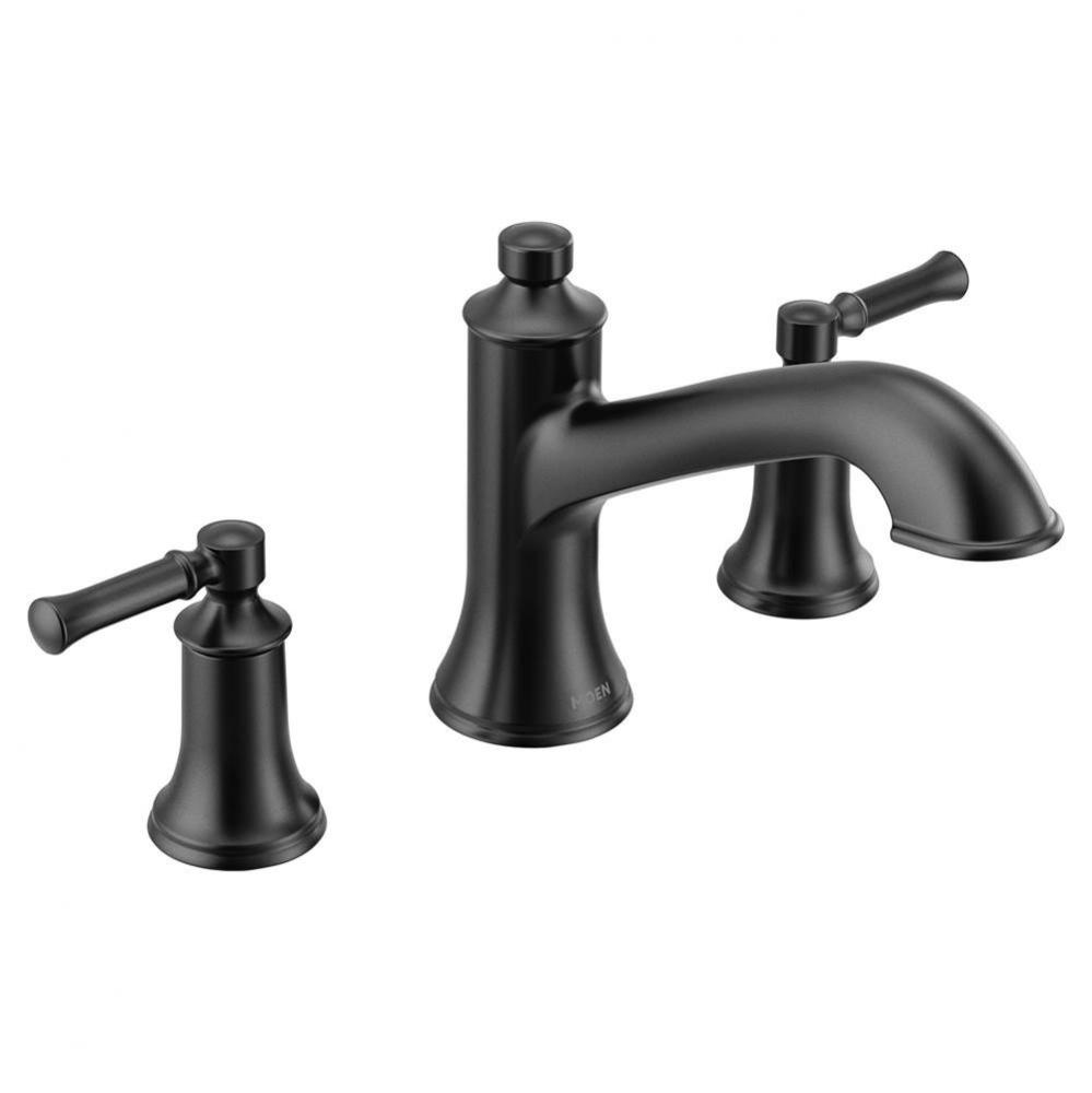 Dartmoor 2-Handle Deck Mount Roman Tub Faucet Trim Kit in Matte Black