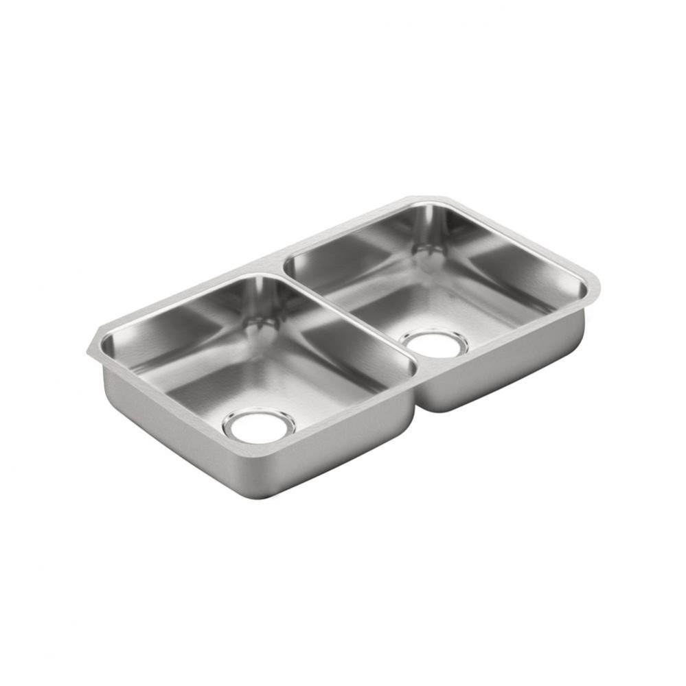 2000 Series 20 Gauge Double Bowl Undermount Sink, Stainless Steel