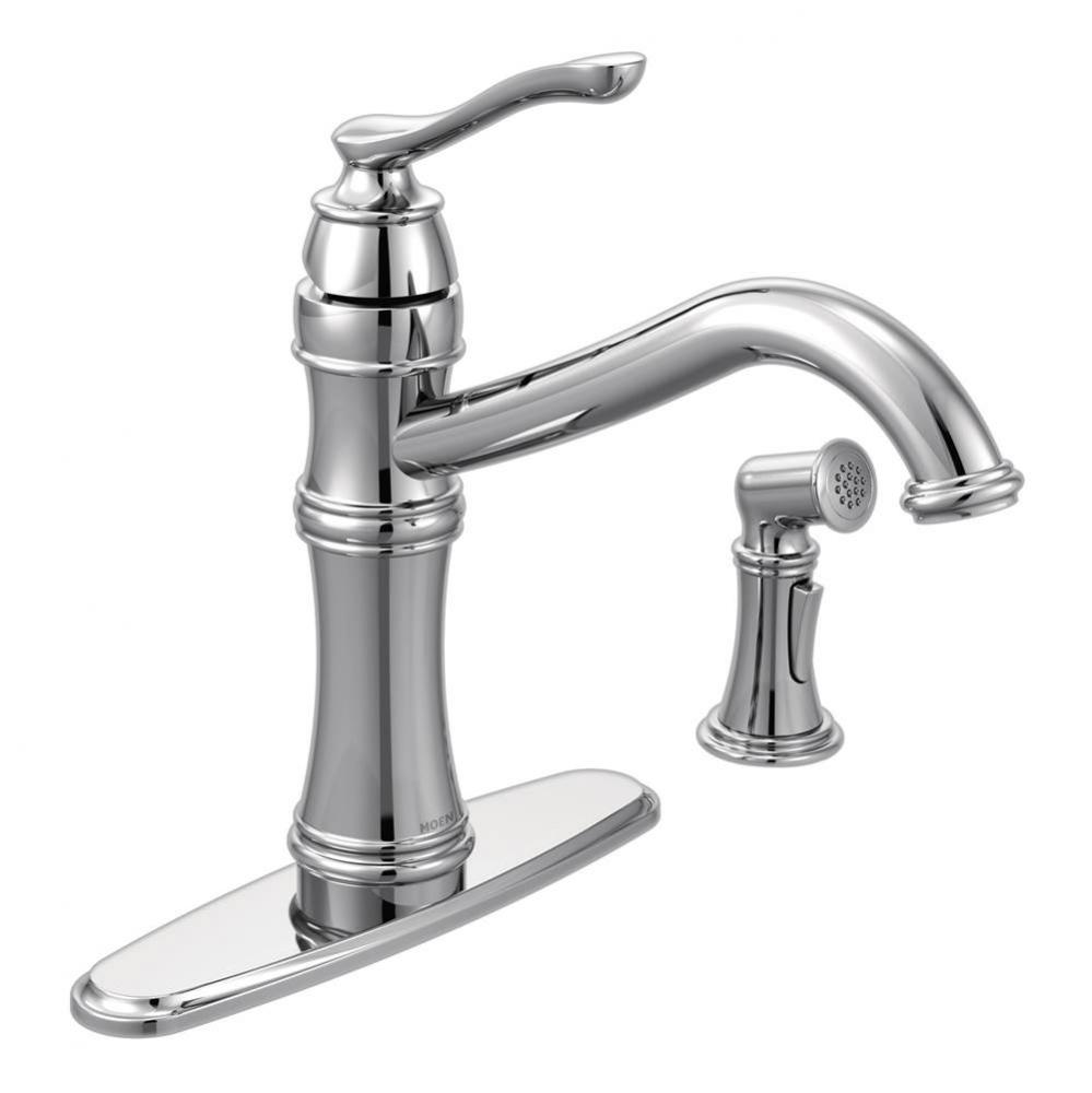 Belfield Traditional One Handle High Arc Kitchen Faucet with Side Spray and Optional Deckplate Inc