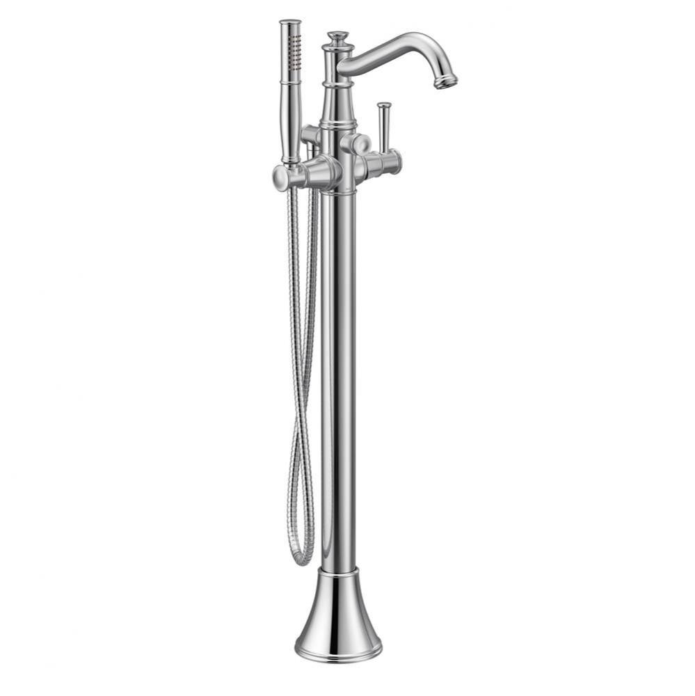 Belfield One-Handle Freestanding Floor Mount Tub Filler with Handshower, Chrome