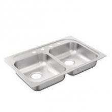 Moen G202154BQ - 33''x22'' stainless steel 20 gauge double bowl drop in sink