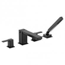 Moen TS914BL - Matte black two-handle roman tub faucet includes hand shower