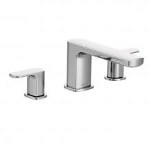 Moen T935 - Rizon 2-Handle Deck-Mount Roman Tub Faucet Trim Kit in Chrome (Valve Sold Separately)