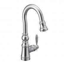 Moen S53004 - Weymouth Shepherd''s Hook Pulldown Kitchen Bar Faucet Featuring Metal Wand with Power Cl