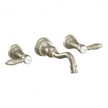 Moen TS42106BN - Moen Ts42106Bn Weymouth Two-Handle High Arc Wall Mount Bathroom Faucet, Brushed Nickel