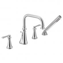 Moen TS44504 - Colinet Two Handle Deck-Mount Roman Tub Faucet Trim with Lever Handles and Handshower, Valve Requi