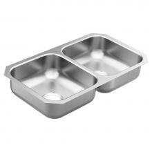 Moen GS20214 - 2000 Series 31.25-inch 20 Gauge Undermount Double Bowl Stainless Steel Kitchen Sink