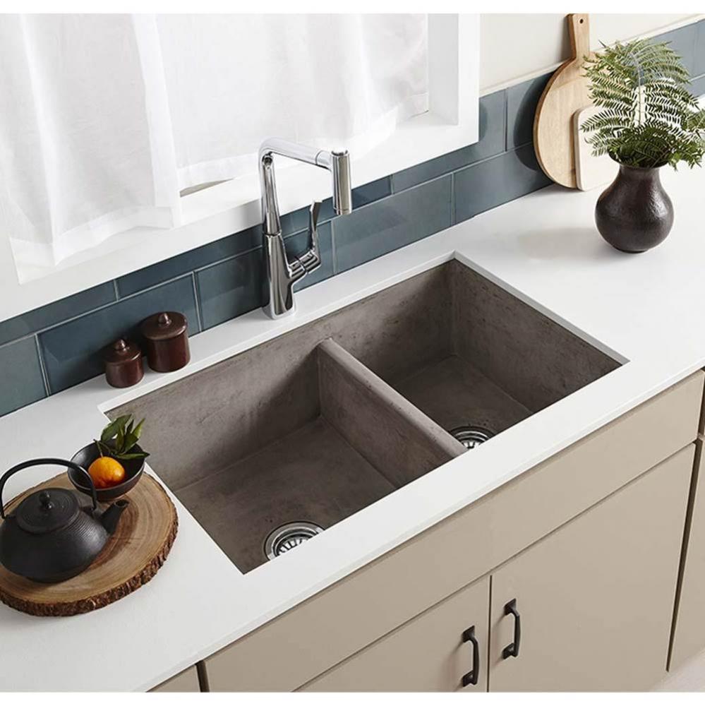 Farmhouse Double Bowl Kitchen Sink in Ash