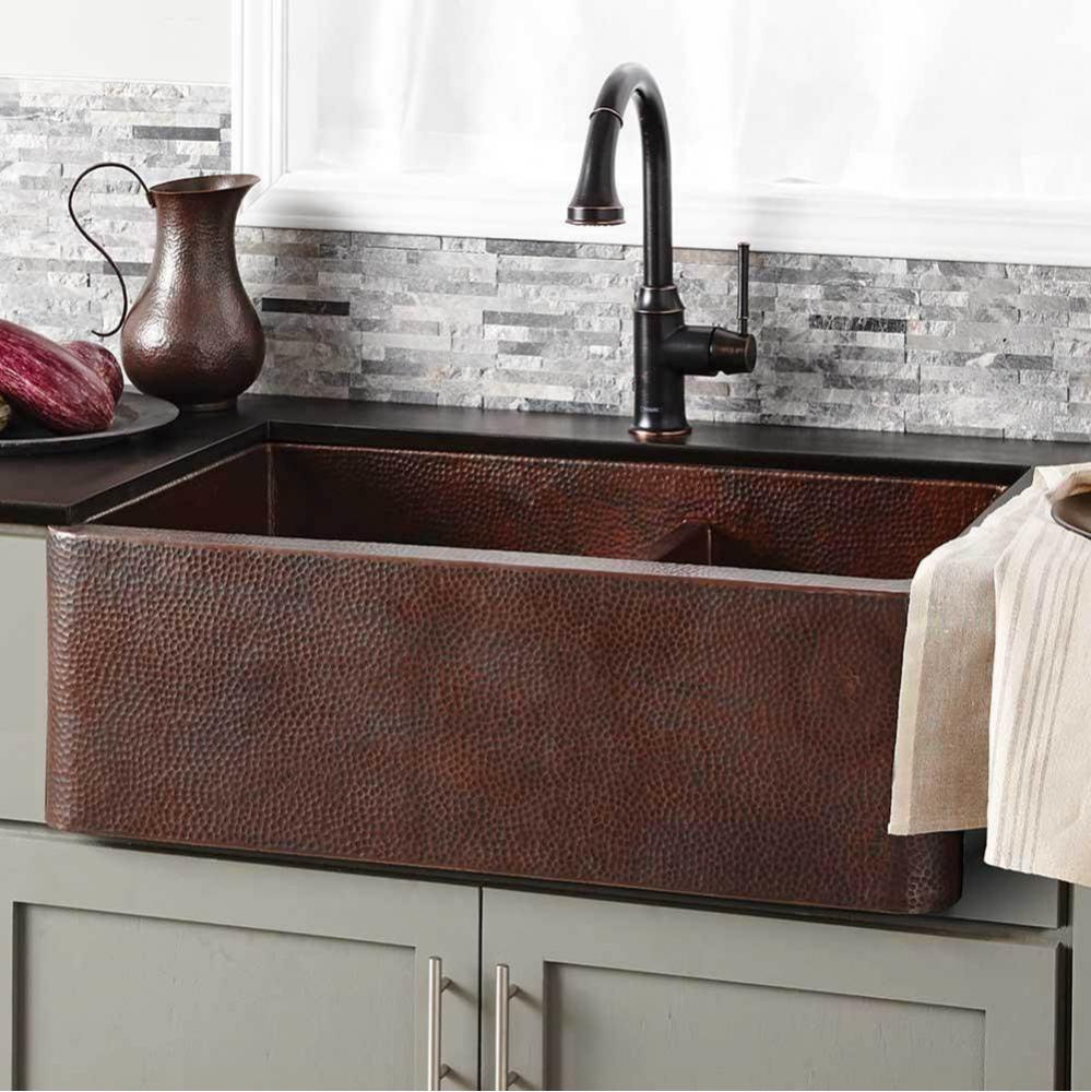 Farmhouse Duet Kitchen SInk in Antique Copper