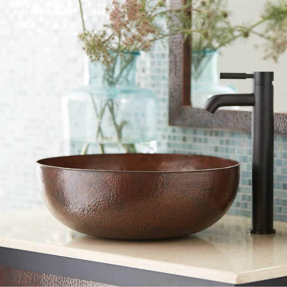 Maestro Round Bathroom Sink in Antique Copper