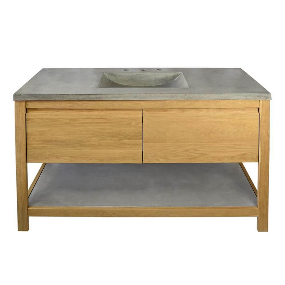 48'' Solace Vanity Base in Sunrise Oak with Palomar Vanity Top and Sink