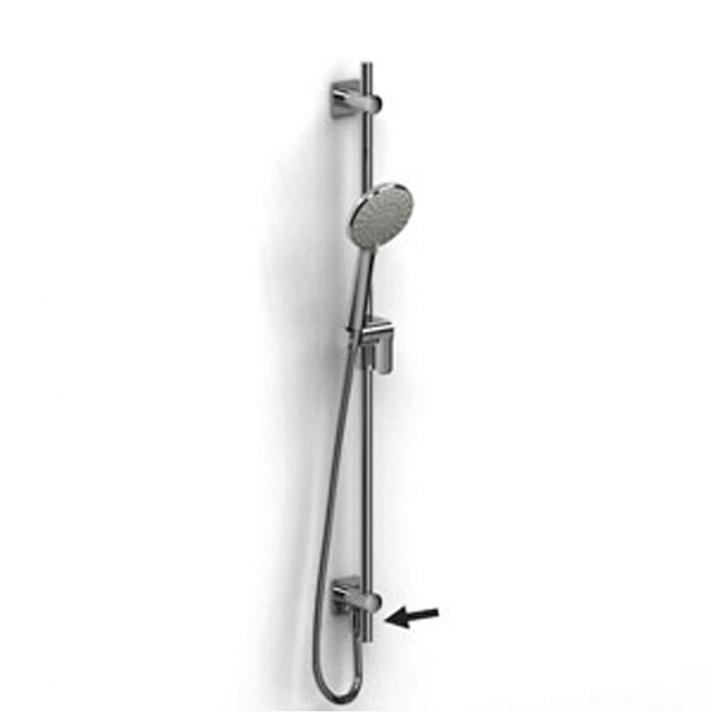 Hand shower rail with built-in elbow supply